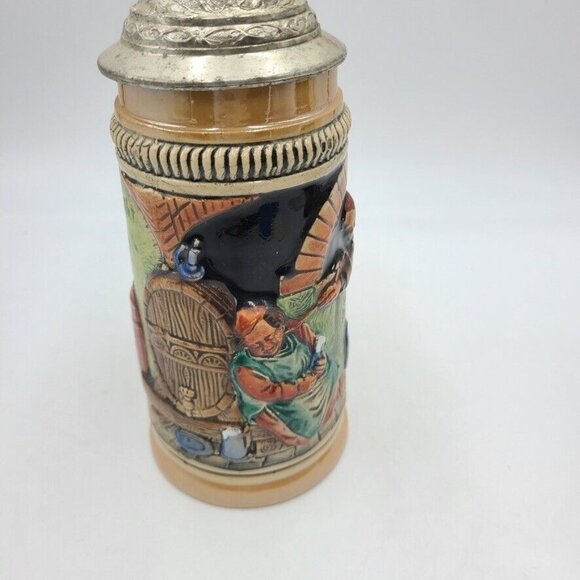 Vtg King Werk Beer Stein Mug Hand Painted Drink Beer Go to Heaven German Lot 2 - Picture 3 of 11